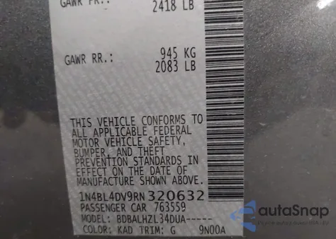 2024 Nissan Altima Sv Fwd z USA, uszkodzony, nr VIN 1N4BL4DV9RN320632